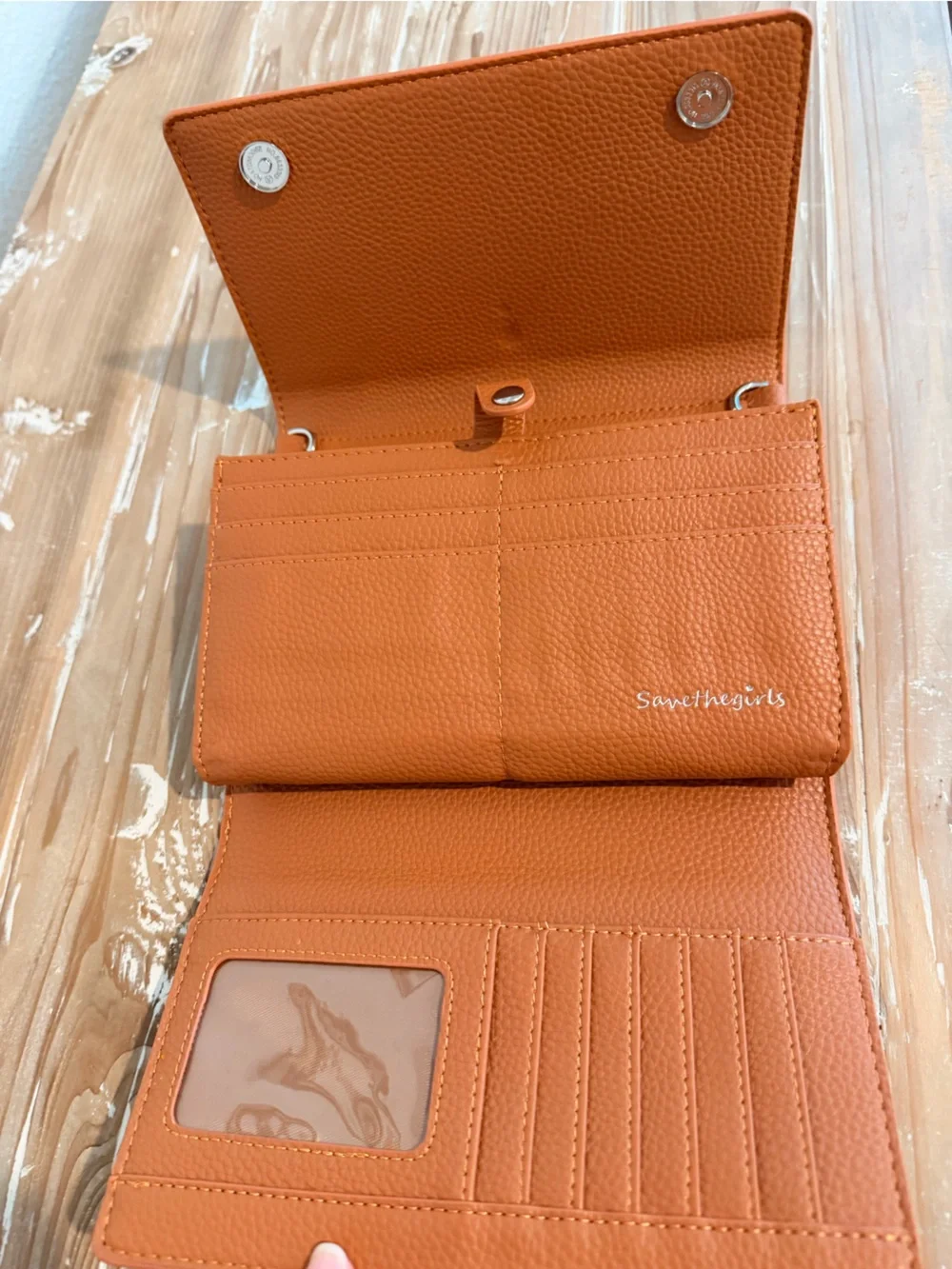 NWT Save the Girls Floral Embossed Camel Vegan Leather Crossbody Clutch